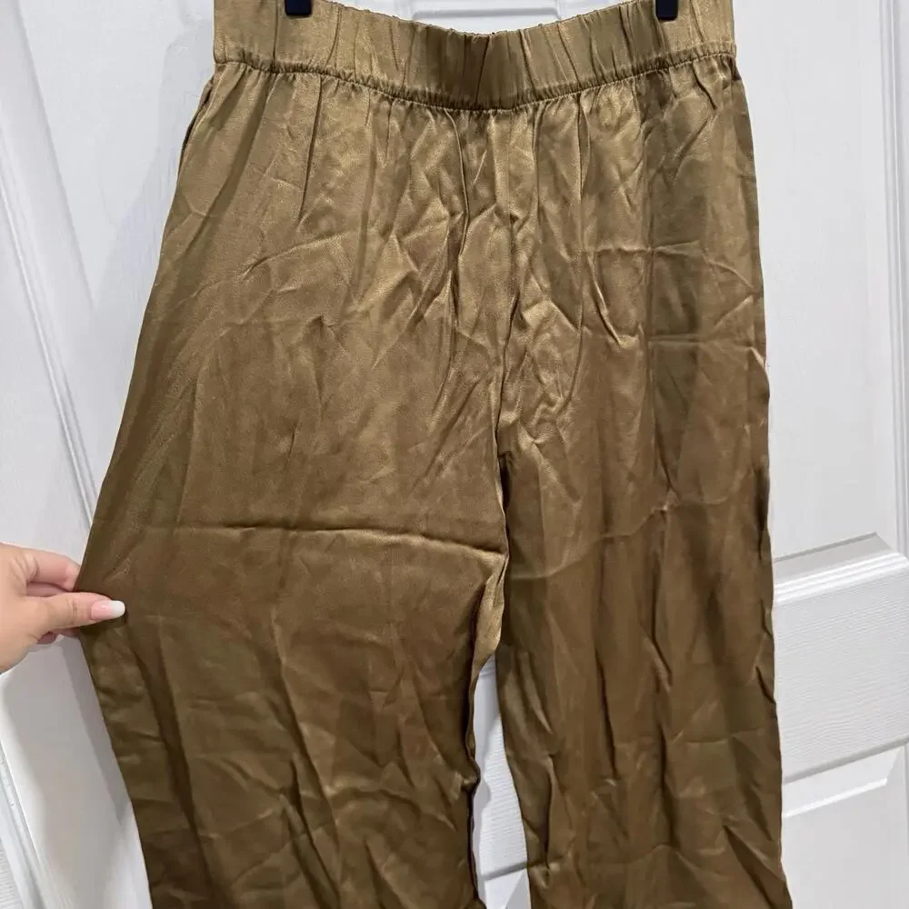 NWT J.Crew Collection Astrid wide-leg pull-on pant luster crepe Earth‎ Brown 10 - Picture 4 of 12
